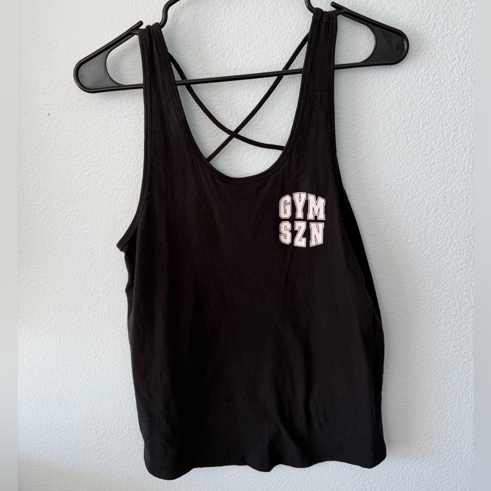 PINK Victoria's Secret Black Crewneck Top